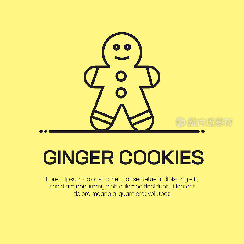Ginger Cookies Vector Line Icon - Simple Thin Line Icon, Premium Quality Design Element
